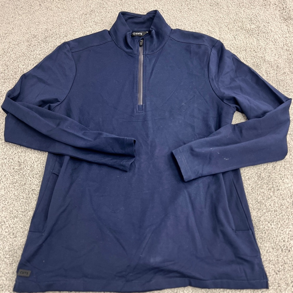 Cuts Clothing Performance 1/4 Zip Long Sleeve Navy Blue Men's Sweater